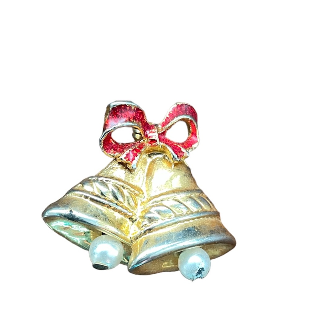 Christmas Brooch, gold-tone, pin. 🎄